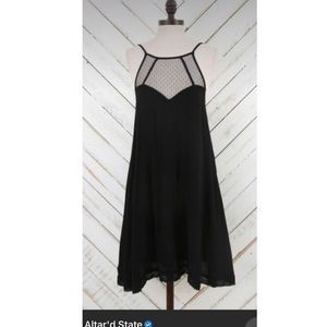 Altar’d State Boutique Sweetheart Mesh Polka Dot Neckline Little Black Dress M